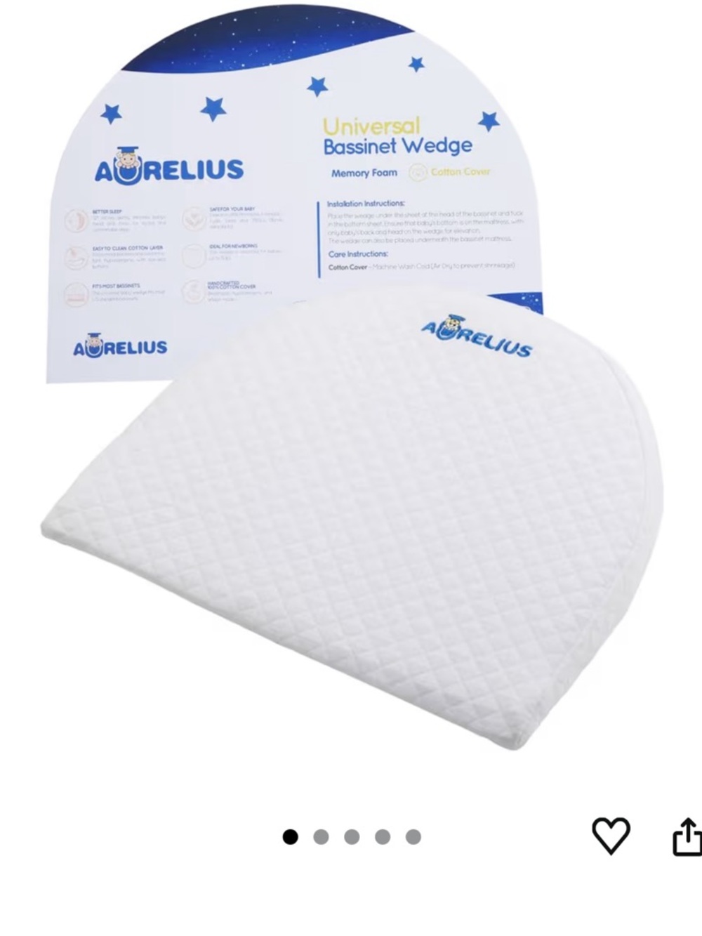 AURELIUS Universal Bassinet Wedge Pillow - White